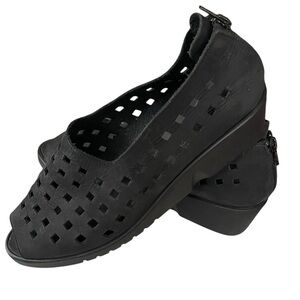 Zante Made in Italy Black Women's Zipper Peep Toe Sneakers Shoes EU 41/ US 9.5